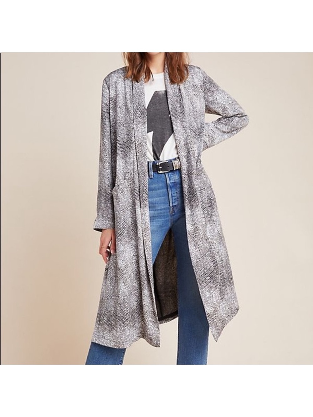 BB Dakota Gray and White Speckled Open Cardigan